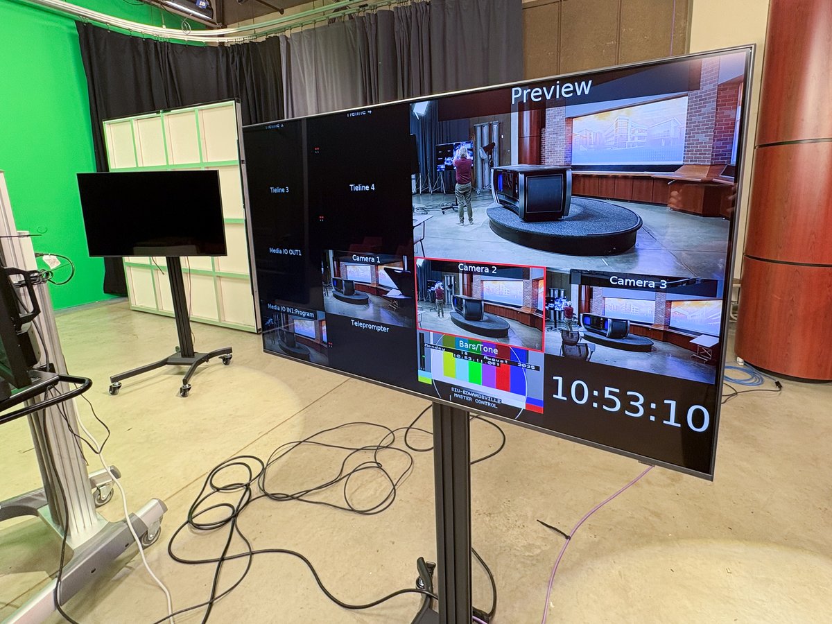 Professional multi-view production monitors in the SIUE studio