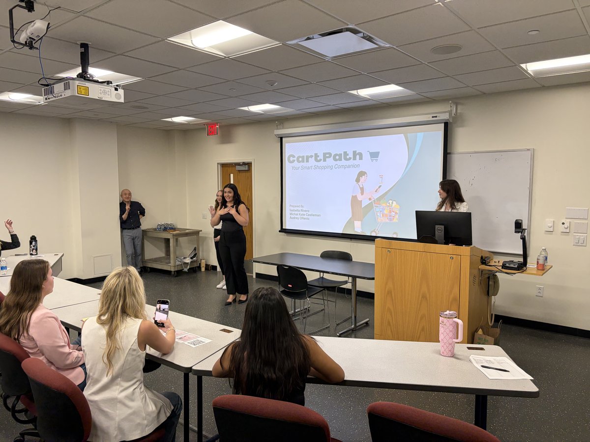 Student presenting a strategic media campaign in class