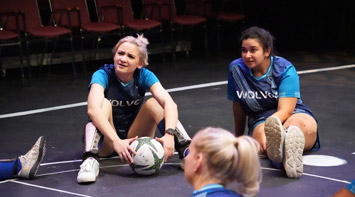 SIUE summer campers prepare for a play at Dunham Hall. 