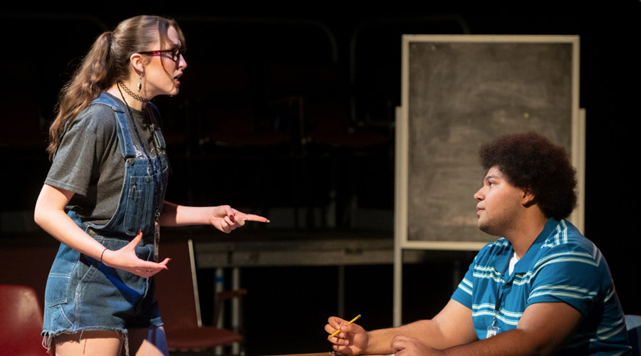 SIUE Students acting at Dunham Hall Theater.