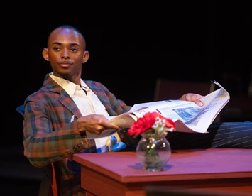 An SIUE student is acting at Dunham Hall Theater.