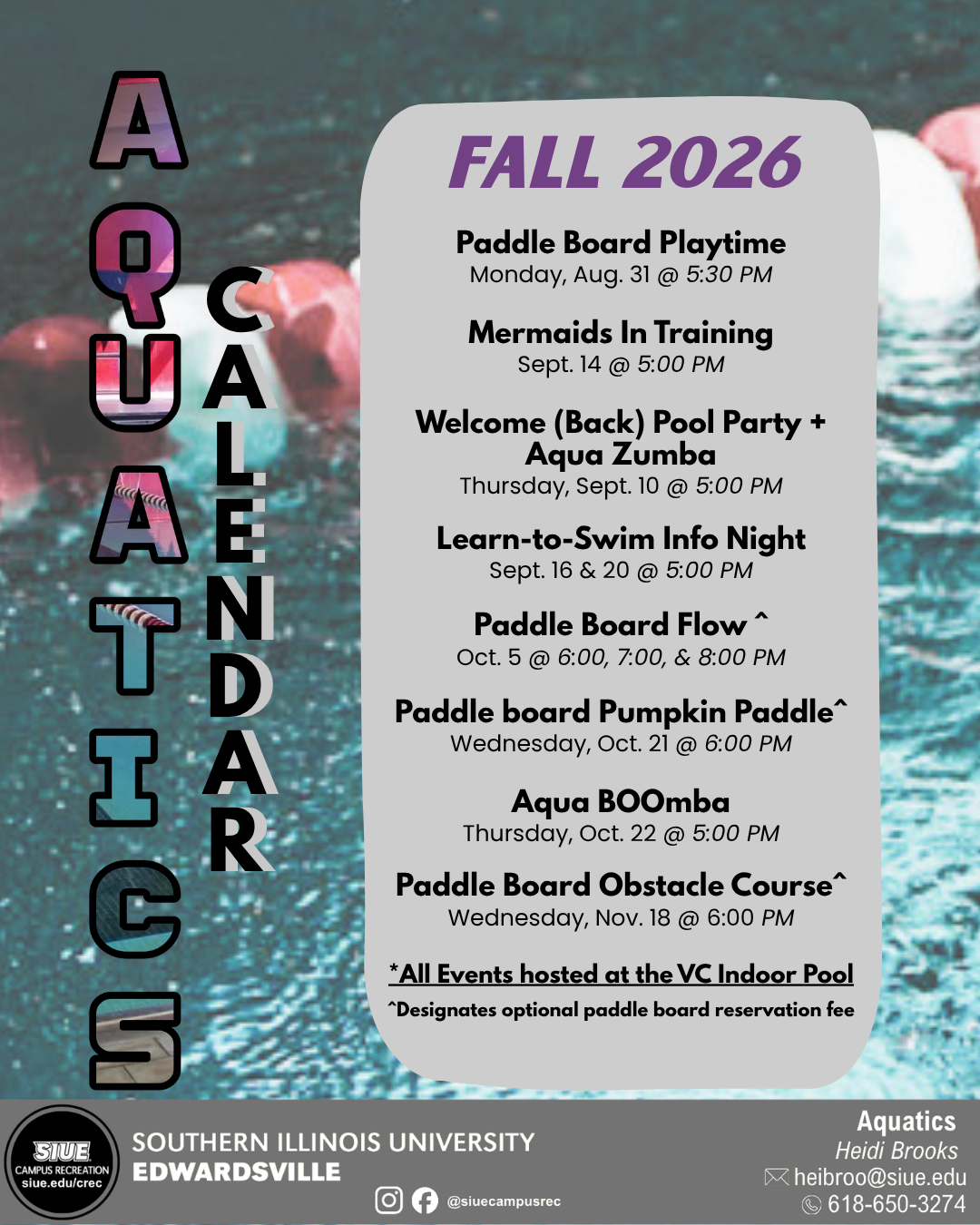Aquatics Calendar Revised