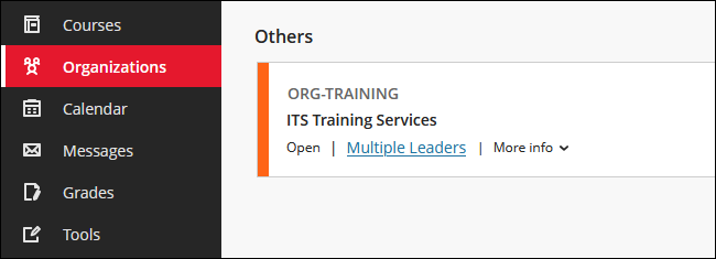 ITS Training Organization in Blackboard Ultra