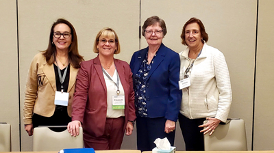 (L-R) Nathalia Garcia, DDS, SIU SDM professor; Elizabeth Andrews, Dean of College of Dental Sciences at Western University of Health Sciences; Denise Stewart, senior scholar in residence ADEA; and Debra Dixon, DMD, SIU SDM professor. 