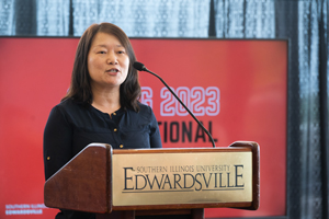 Faculty speaker Min Liu, PhD, MPH, professor of applied communication studies.