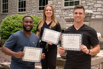 Dr. Larry A. Lowe Memorial Scholarship recipients (L-R) Donald Thompson, Anna Chambers and Cole Duncan.