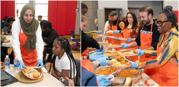 Serving Thanksgiving meal