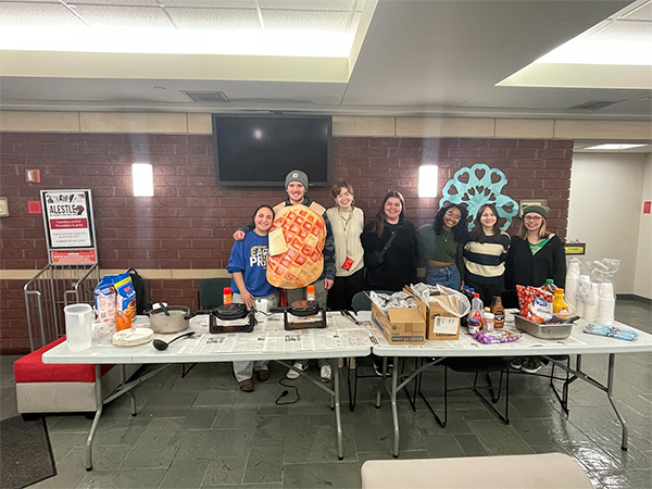 Students at Waffles table
