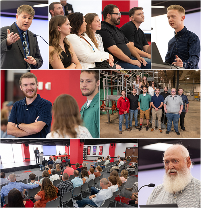 Collage of photos of students and their professors at graduation ceremony