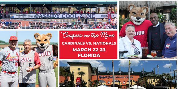 Collage of alumni and Chancellor Minor enjoying Florida and Cardinals game