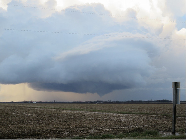 Tornado approaching on open field