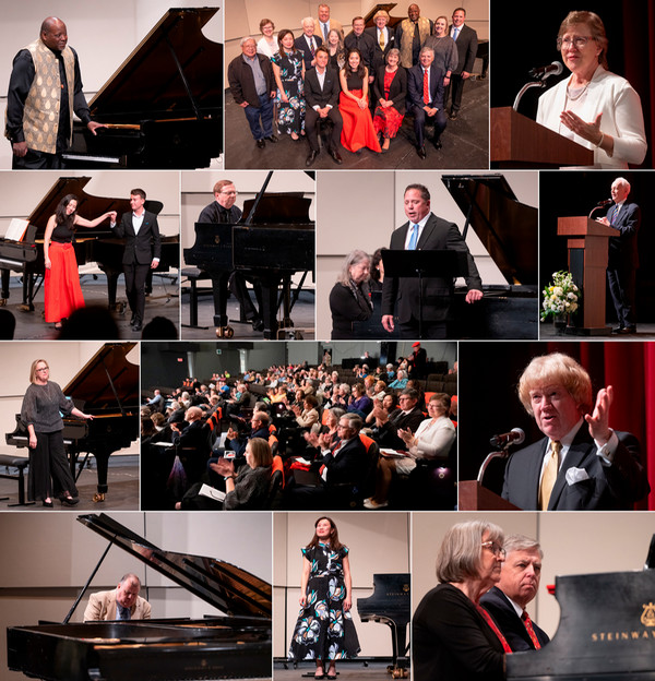 Collage of photos from piano concert