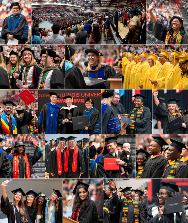 Collage of graduation ceremony photos