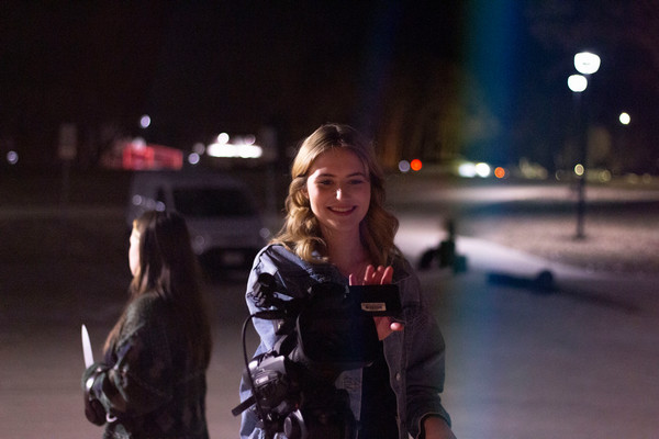 Filmmaker and student Annabelle Brown behind the scenes