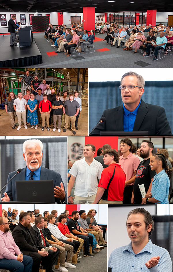 Collage of the ERTC Graduation with photos of guests, graduates, featured speakers
