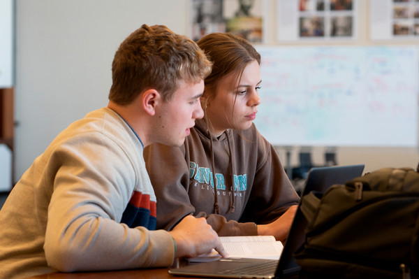 Two students studying