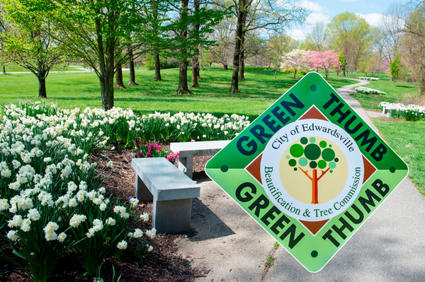 Award logo displayed in forefront of landscape photo of The Gardens at SIUE