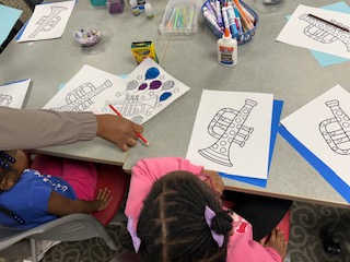 Children draw trumpets