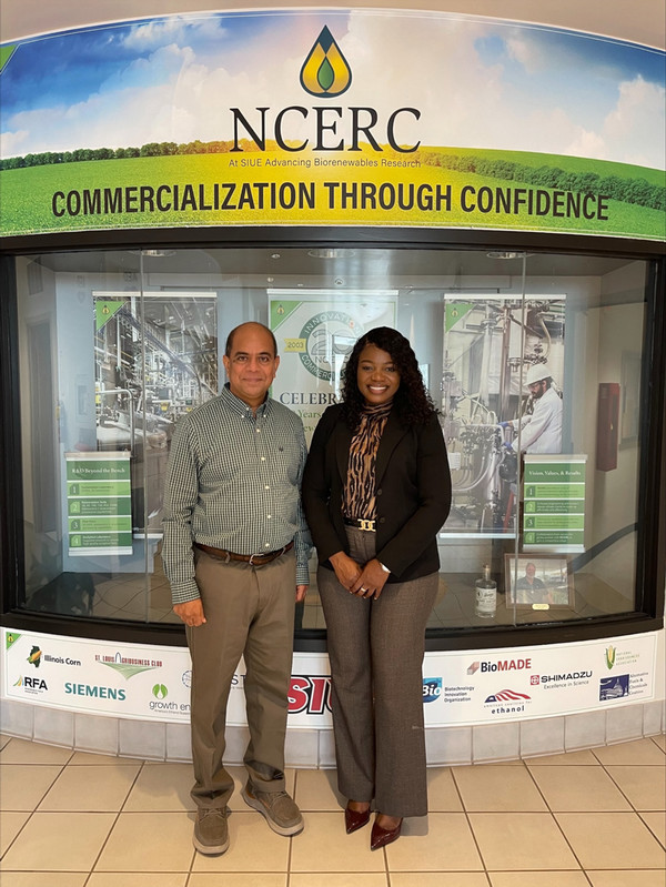 Dr Vadlani and Louis pose for photo in NCERC lobby