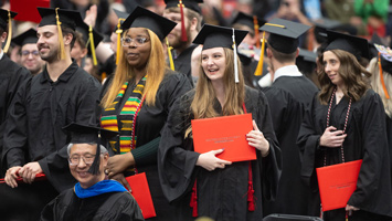 SIUE students during a commencement ceremony.