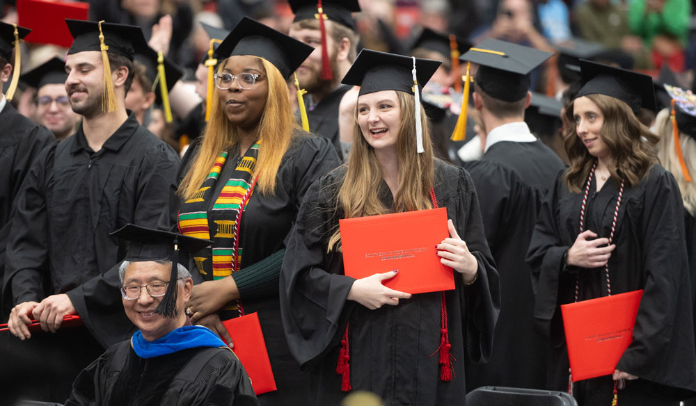 SIUE students during a commencement ceremony.