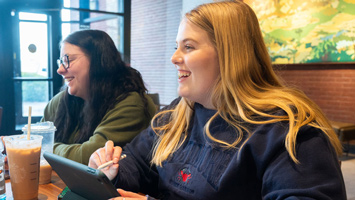 SIUE students enjoying Starbucks at SIUE